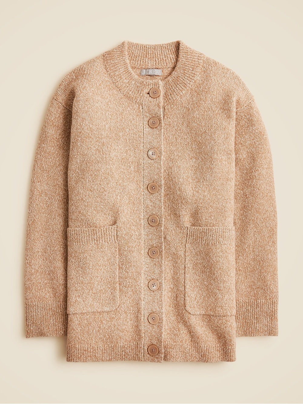 NWT J.Crew Relaxed milano-stitch cardigan Small Heather Acorn Muslin Academia